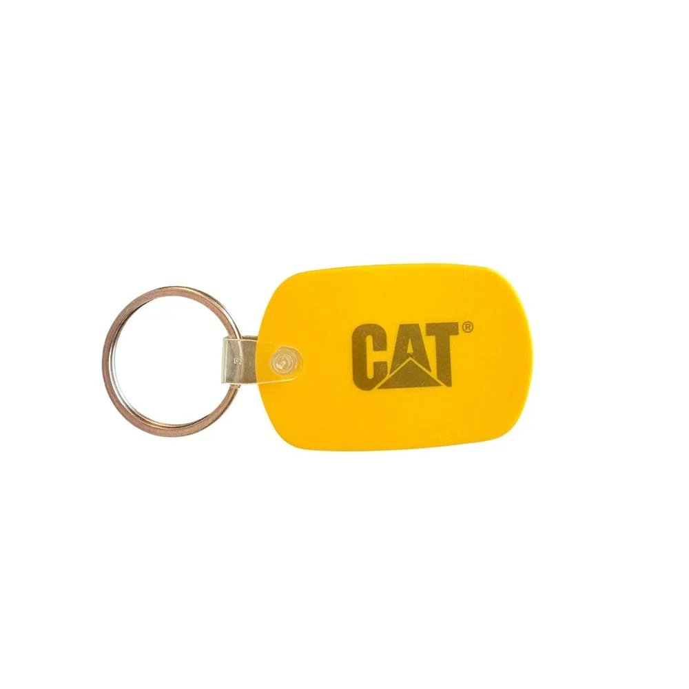 CAT Caterpillar Yellow Rubber Keychain Key Ring Construction Equipment Logo